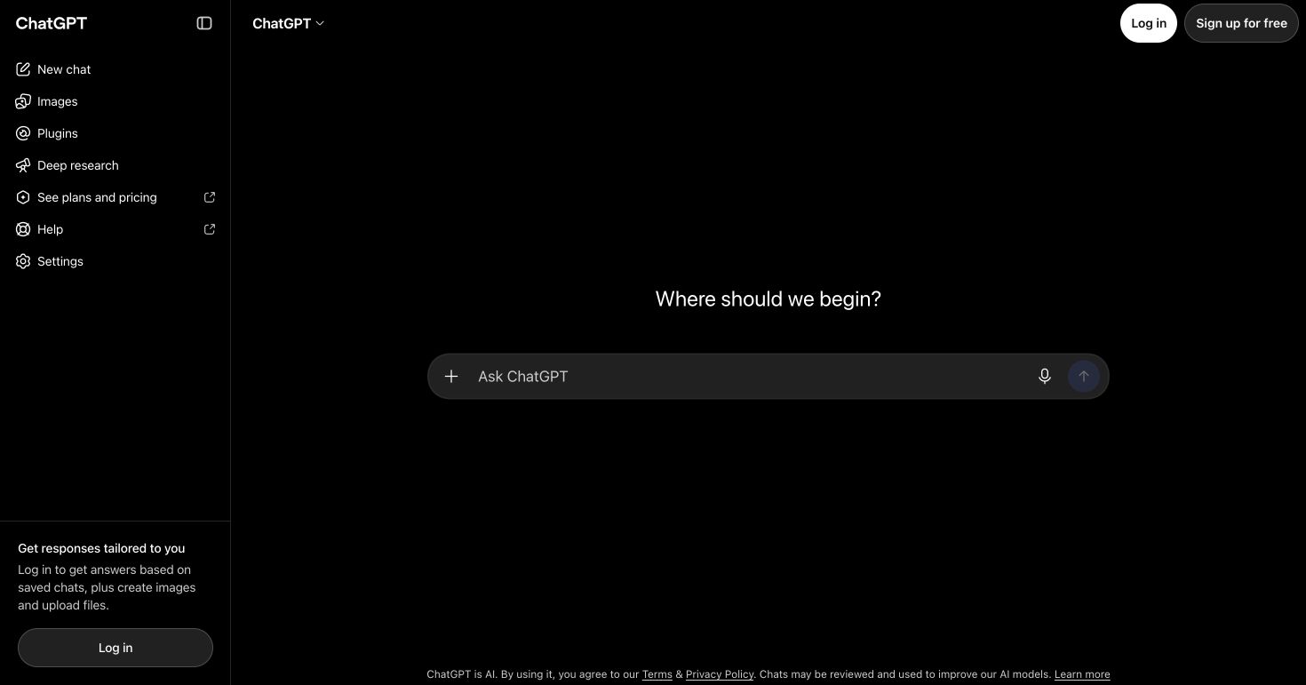 真实 Google Chrome 经灵猫日本节点打开 ChatGPT 首页,显示输入框和登录按钮
